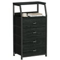 thumbnail image 1 of Furnulem Tall 4 Drawers Dresser, Vertical Storage Tower Black Dresser for Bedroom, Hallway, Entryway, Nursery, Closet Organizer, Nightstand Bedside Table Furniture, Sturdy Steel Frame, Wood Top, 1 of 5