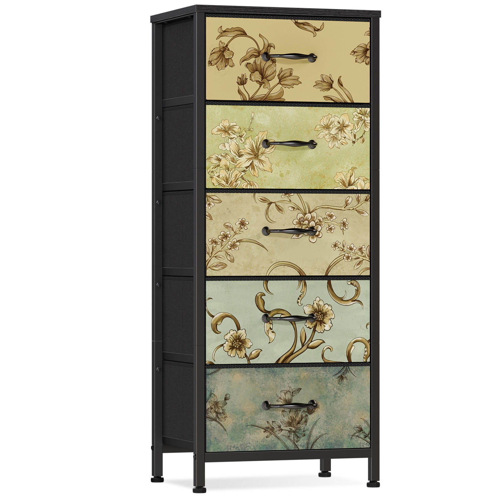 Furnulem Vertical Dresser for Bedroom, Tall Skinny Storage Tower with 5