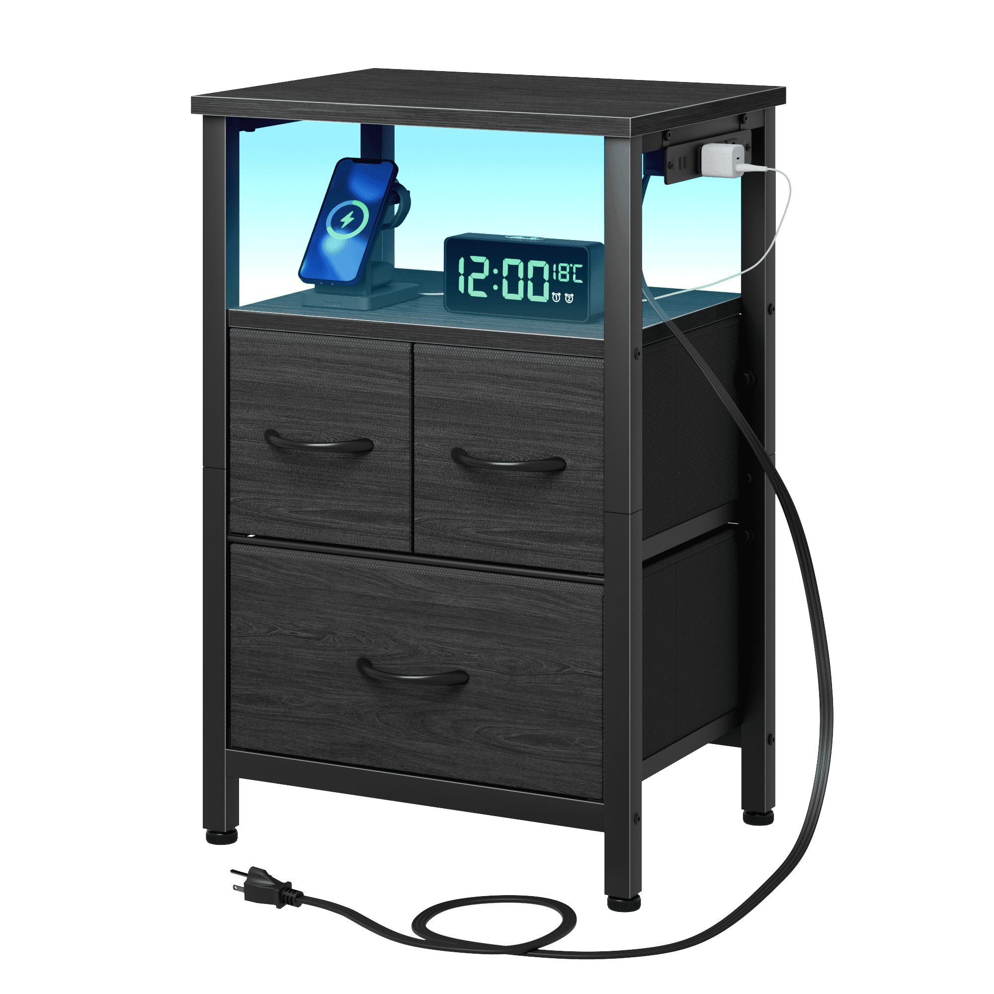 Side Table With Drawers Furologee Nightstands Set Of With