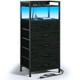 thumbnail image 1 of Furologee 5-Drawer Vertical Dresser with Charging Station, Fabric Storage Organizer for Bedroom, 1 of 10