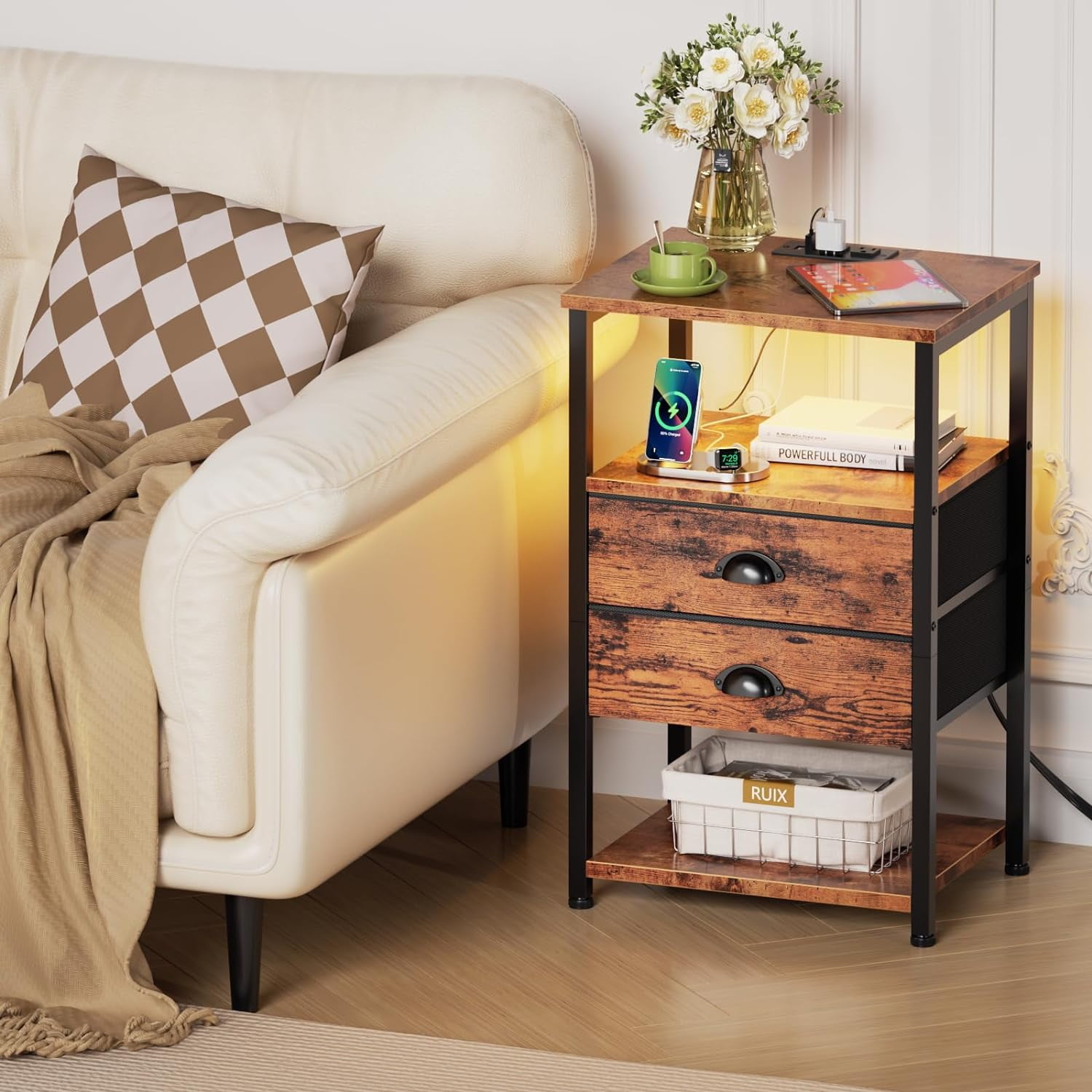 Printer Stand With Storage Drawer,Printer Table With Charging - View #11