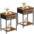 thumbnail image 1 of Furologee Nightstands Set of 2, Industrial End Table with Fabric Drawer & Storage Shelf, Retro Bedside Tables Organizer, Sturdy Side Table for Living Room, Bedroom, 1 of 10