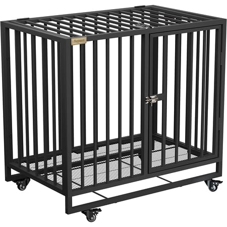 Furpezoo Dog Crate, Heavy Duty Strong Steel Dog Cage, Medium Dog Kennel with 4 Wheels