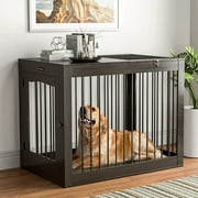 Furpezoo Dog Crate, Large Dog Crate Furniture Wood Two Door Dog Cage, 40"L