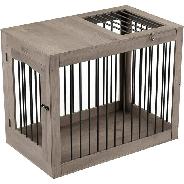 Furpezoo Large Dog Crate, Wooden Pet Kennel End Table, Dog Cage with 2