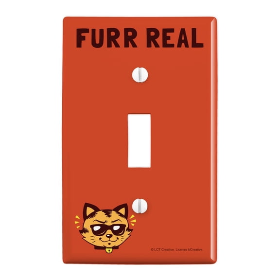 Furr Real Cat For Funny Humor Plastic Wall Decor Toggle Light Switch Plate Cover