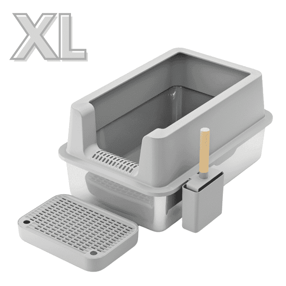 Furrbby Stainless Steel Cat Litter Box Kitty Litter Pan with High Sides with Scoop, Easy to Clean