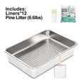 thumbnail image 1 of Furrbby XXL Stainless Steel Cat Litter Box for Pine Pellet, High Side with Scooper, Extra Large Litter Box for Cat, Odor Control, Easy Clean, 27.6*19.7 inch, Gray, 1 of 8