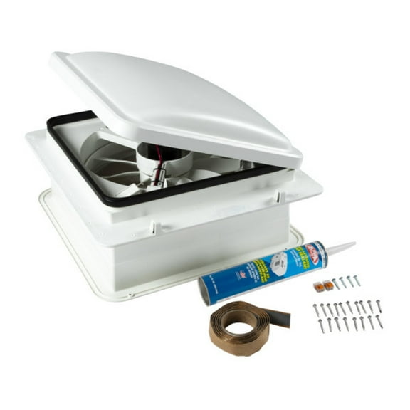 Furrion 2023042193 RV Roof Vent Fan with Lid Install Kit - 14", White