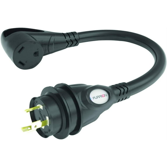 Furrion FP3130R-SB Black Standard Pigtail Adapter RV Connector to 30A Marine Plug