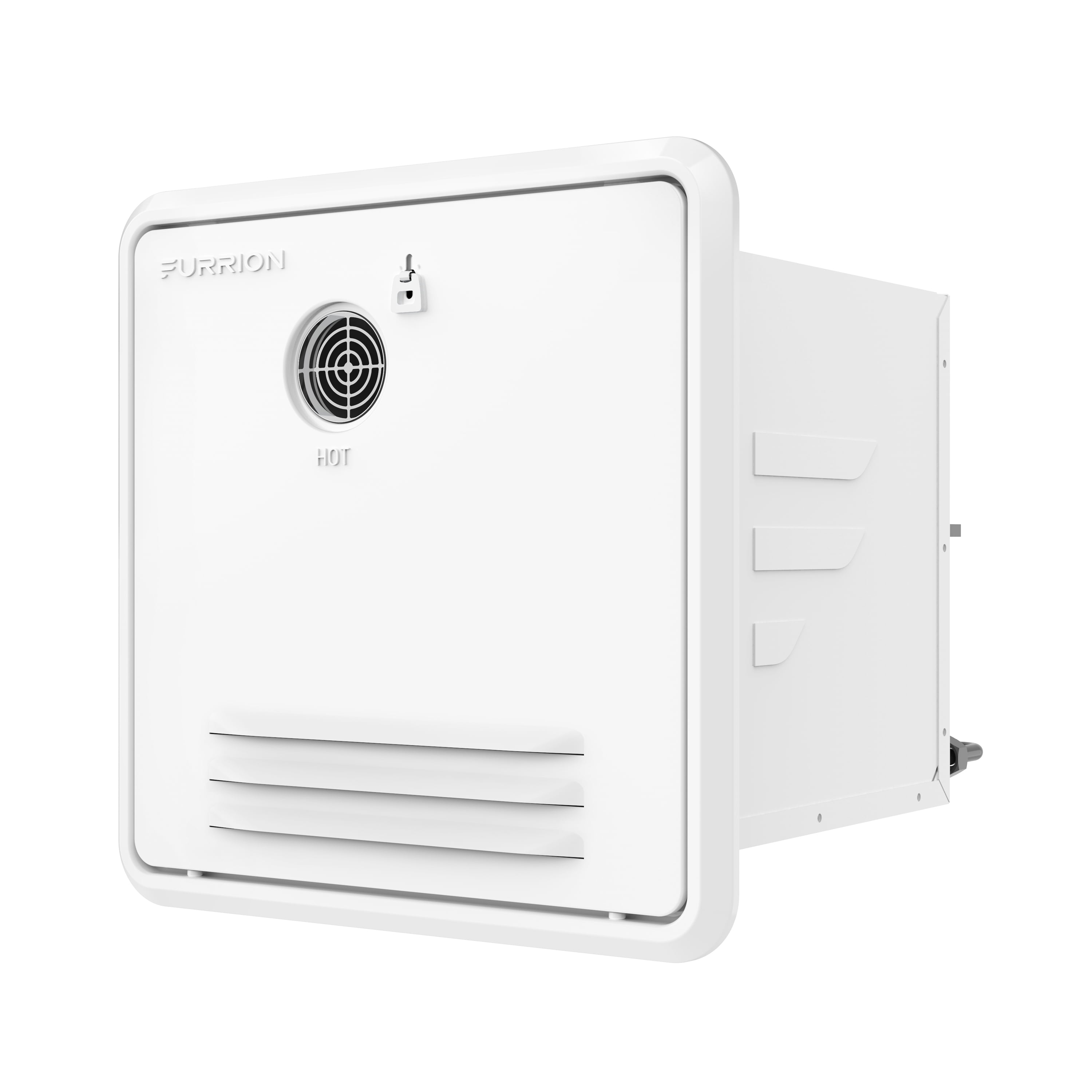 Furrion FWH09A-1-A 2.4GPM Tankless RV Gas Water Heater with White 16.14” x 16.14” Door