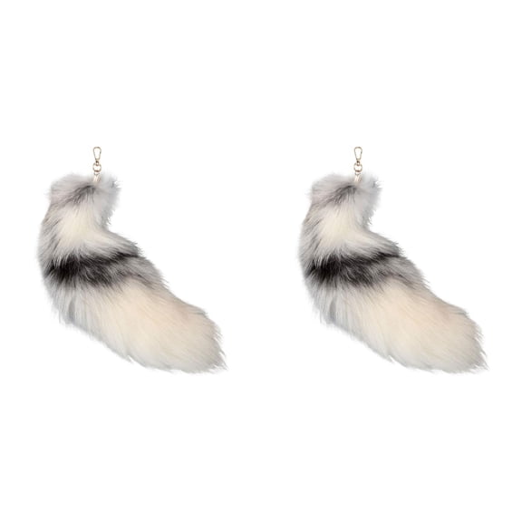 Furry Animal Tail Keychain 15.74 Inch Fluffy Pompom Key Ring Holder Toy Party Accessory for Women Handbag Purse