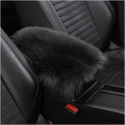 Furry Auto Center Console Cover Pad, 11.8"x7.8" Soft Sheepskin Wool Armrest Cushion, Fluffy Vehicle Armrest Seat Box Protector Warm in Winter, Car Interior Accessories for Women and Men