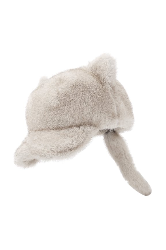 Furry Baseball Hat with Plush Tail Windproof Running Hat Furry Cats Ear Warm Winter Hat for Women Girl Outdoor Activity