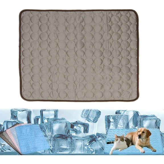 Furry Basics Cooling Mat for Dogs & Cats – Self-Cooling Ice Silk Pad, Summer Pet Bed Mat, Washable & Thickened for Small to Large Pets, Indoor Use (Coffee,XXL)