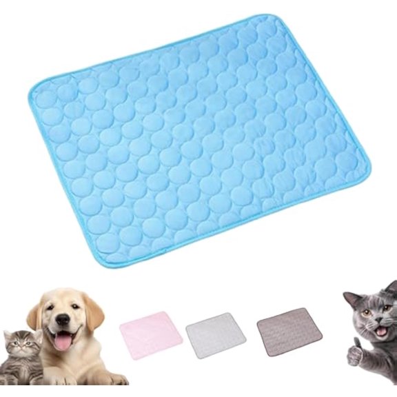 Furry Basics Dog Cooling Mat, Furry Basics CoolingMat, Pet Ice Silk Self Coolpad,Washable for Small Medium Large DogsandCat (Blue,Small)