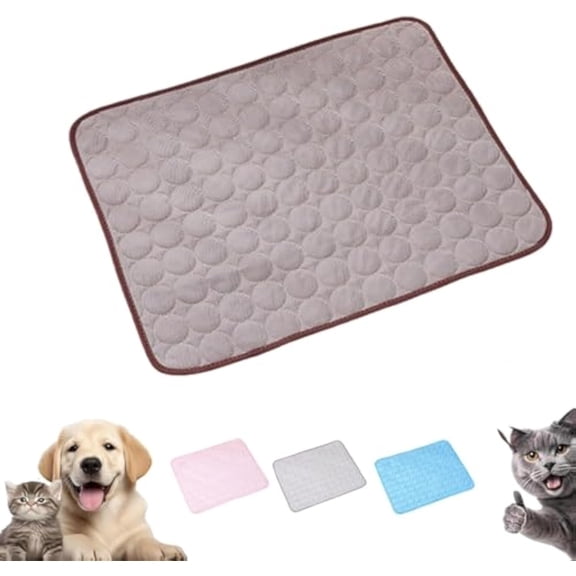 Furry Basics Dog Cooling Mat, Furry Basics CoolingMat, Pet Ice Silk Self Coolpad,Washable for Small Medium Large DogsandCat (Brown,Small)