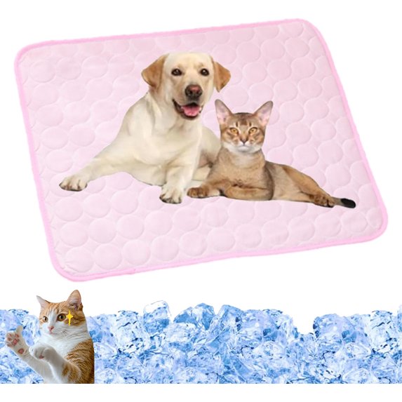 Furry Basics Dog Cooling Mat, Furrybasics Coolingmat, Summer Indoor Dog Cooling Pad, Pet Ice Silk Self Coolpad, Washable for Small Medium Large Dogs and Cat (Pink, Large)