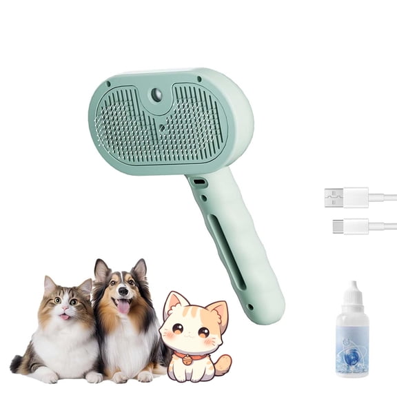 Furry Basics Furrybasics Pet Grooming Brush, Steam-Assisted Shedding Control, All-in-One Pet Comb for Dogs & Cats (Green)