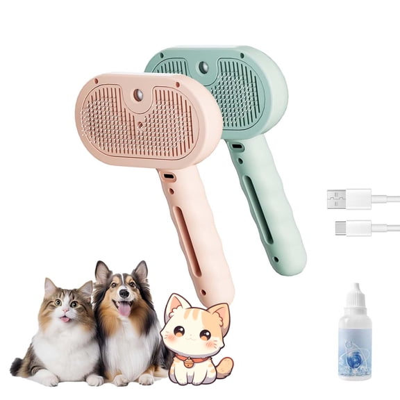 Furry Basics Pet Grooming Brush, Furry Basics Pet Brush, Furrybasics Pet Grooming Comb, Pet Hair Removal Comb with Water Tank and Release Button (Green+Pink)