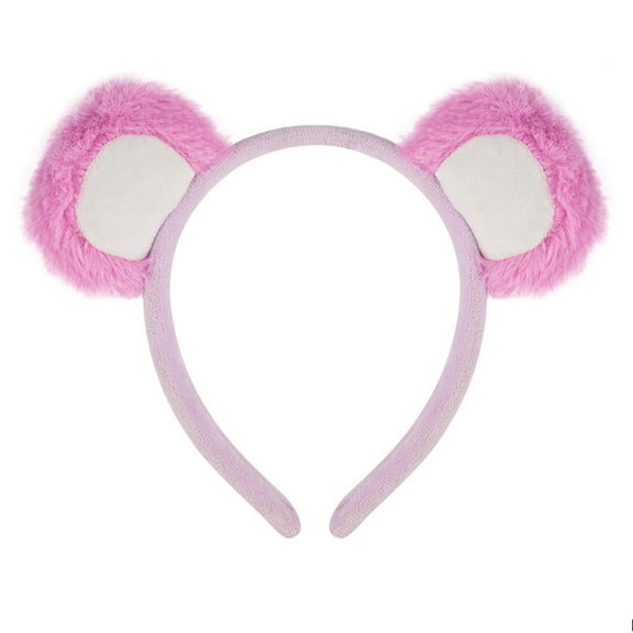 Furry Bear Ear Hairhoop for Female Face Washing Makeup Plush Hairband Cosplay Costume Accessory Halloween Party Headwear