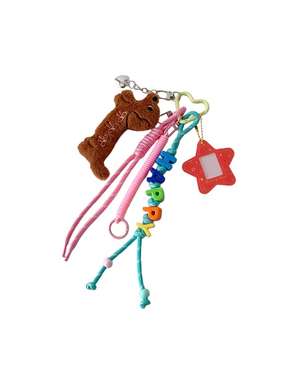 Furry Bear Keyring Clip On Accessory For Key Bags Or Belts Quick Attach Design Fuzzy Keychain Decorative Key Holders