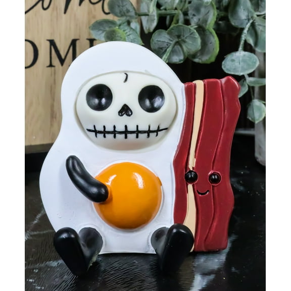 Furry Bones Breakfast Sunny Side Up Egg And Bacon Skeleton Furrybones Figurine