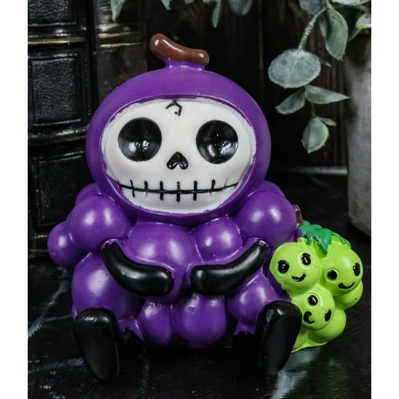 Furry Bones Fruity Purple and Green Grapes Bunch Skeleton Furrybones Figurine