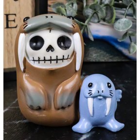 Furry Bones Utchi Sea Lion With Blue Seal Friend Skeleton Furrybones Figurine