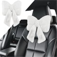 thumbnail image 1 of Furry Bow Car Headrest Pillow 1-Pack Soft Comfortable Car Neck Pillow Fatigue Relief Universal Headrest Pillows for Women Cars Interior Accessories, 1 of 7
