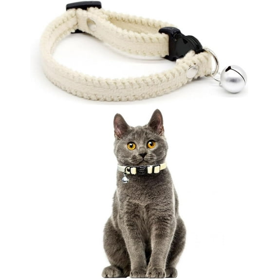 Furry Breakaway Cat Collar with Bell, Adjustable 7.87"-11.78" Kitten Collar, Suitable for All Types of Cats and Small Dogs
