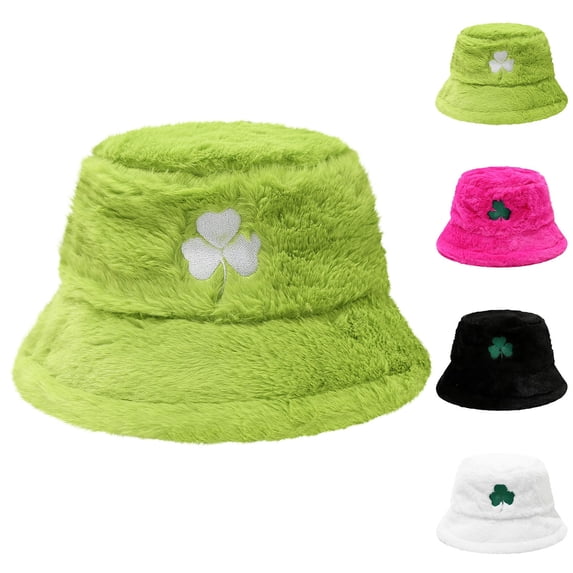 Furry Bucket Hat for Women Winter Warm Plush Style Soft Fuzzy Cap