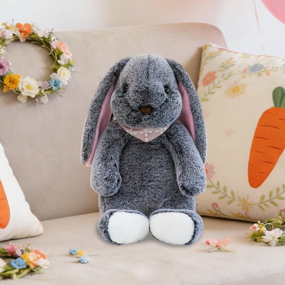 Furry Bunny Easter Doll, Flock Plush Rabbit Stuffed Animal, Soft Bunny Doll For Home Decoration And Gift Giving Present Collection