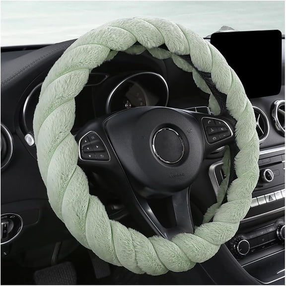 Furry Car Steering Wheel Cover, 15 Inch Automotive Fluffy Soft Breathable Warm Non-Slip Vehicle Steering Wheel Protector Interior Decoration for Man Women, Universal for Truck SUV