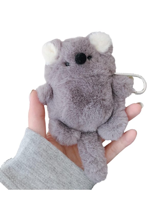 Furry Case Compatible with AirPods 1&2,Funny Cute 3D Cartoon Plush Koala Design Fluffy Soft Warm Cover Case Carrying Charging Box with Keychain Anti-Fall Protective Case for AirPods 1&2