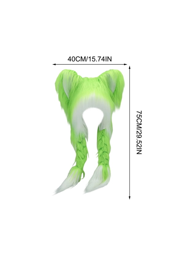 Warm Cat Ear Beanie for Women Plush Winter Hat with Cat Ears and Pom Poms Long Faux Fur Beanie for Cold Weather Cosplay