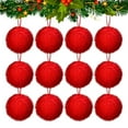 thumbnail image 1 of Furry Christmas Ball Ornaments, 12pcs 6cm Lime Green Decorative Hanging Baubles for Tree Decorations, Holiday Season and New Year Festive Arrangements, Ihhxbz | Red, 1 of 8