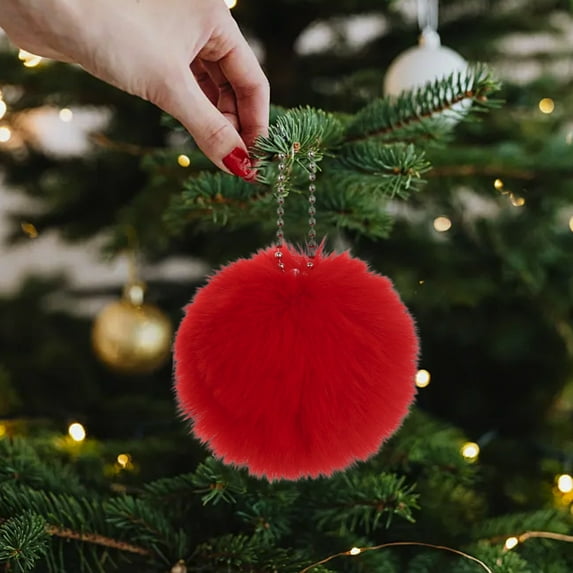 Furry Christmas Ornament Fuzzy Ball - Christmas Bauble Hanging Ball Ornaments, Holiday Christmas Balls for Tree Wreath Garland Holiday Party Centerpiece