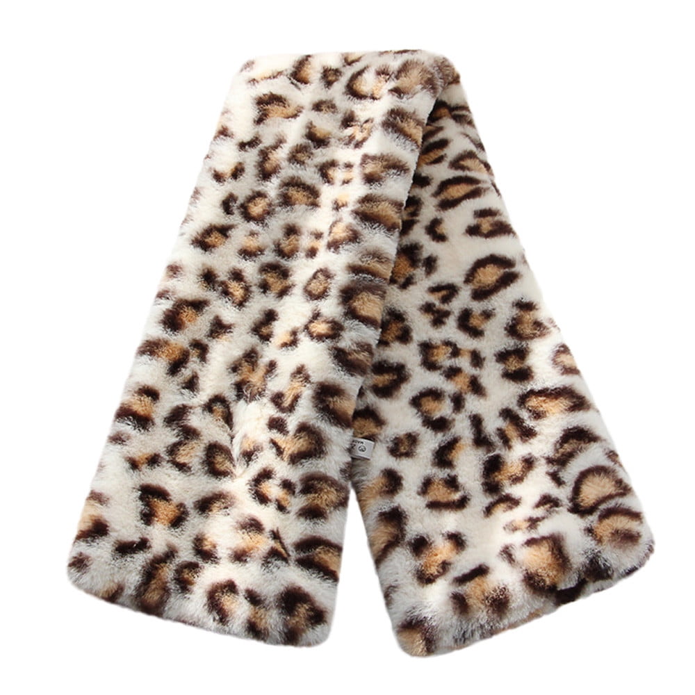 Furry Collar Scarf for Women Stylish Faux Furry Scarves Leopard Plaid ...