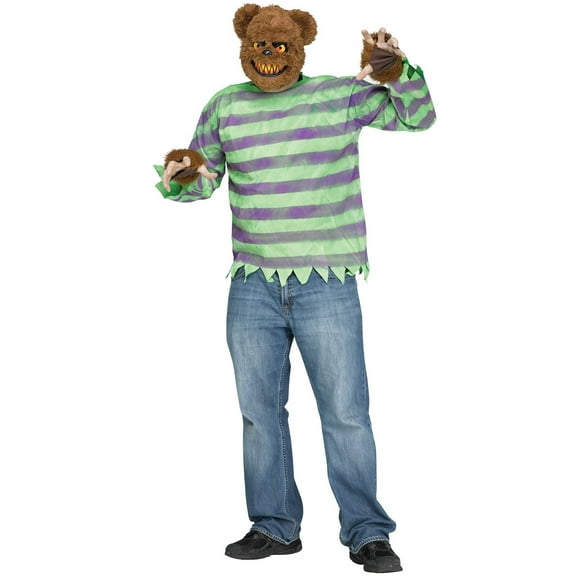Furry Creepy Blue Killer Bear Adult Halloween Costume Set-Std