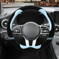 thumbnail image 1 of D Shaped Car Steering Wheel Cover, Soft Fluffy Short Plush Auto Accessories, Non-Slip Cold-Proof Sweat-Proof, Universal 15 Inch, Black with Blue, 1 of 7