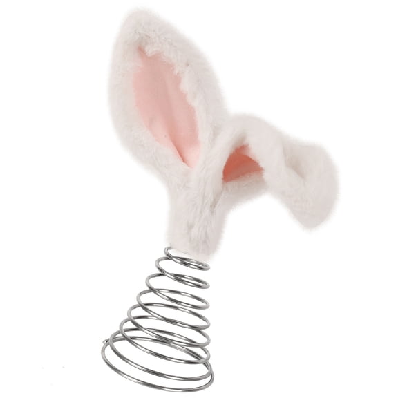 Furry Easters Rabbits Ears Tree Top with Metal Spirals Base Holiday Party Decoration Handmade Christmas Tree Toppers