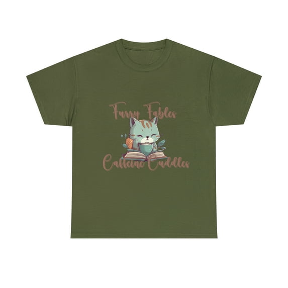 Furry Fables Caffeine Cuddles Unisex Heavy Cotton Tee