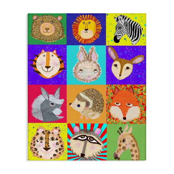 Furry Faces Animals Canvas Wall Art, design by Lynnda Rakos