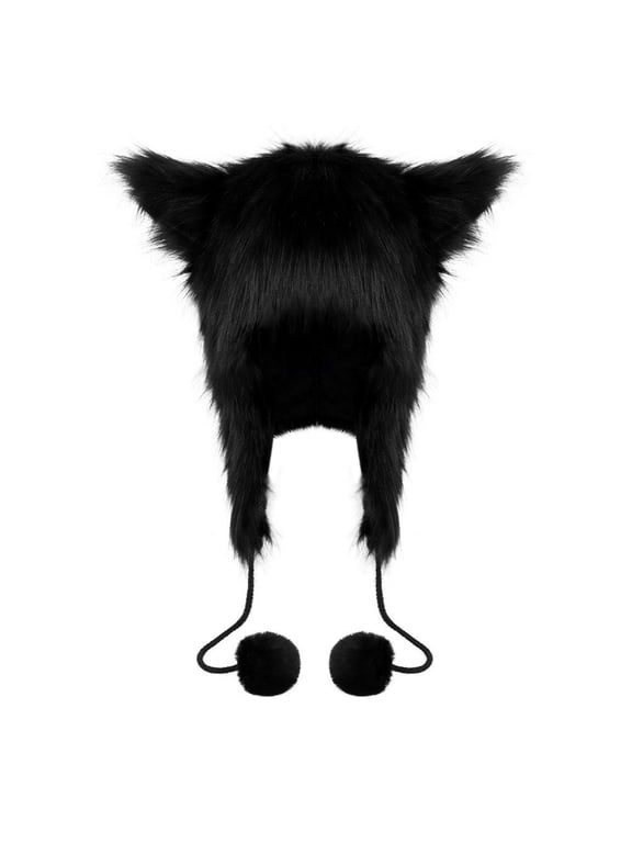Furry Faux Furs Plush Hat with Cats Ear Warm Windproof Hat for Party Celebrations Roleplaying Accessory Winter Headwear