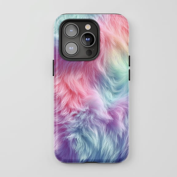 Furry For iPhone Protective Phone Case Aesthetic Rainbow Pastel Gradient