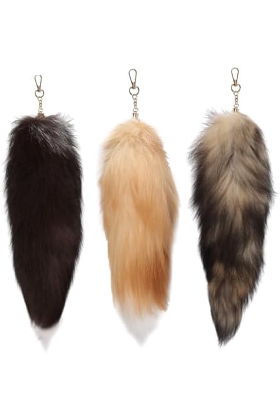 Furry Fox Tail Fur Keychain Cosplay Fox Cat Costume Therian Wolf Tails Bag Charm Fluffy Key Chain
