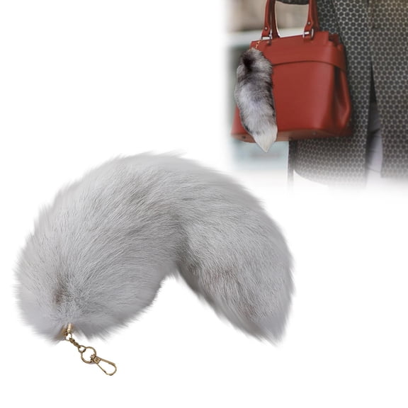 Furry Fox Tail Keychain, Soft Plush Tassel Pendant for Women Girls, Cosplay Accessory, Cute Bag Charm for Keys Purse Backpack, Gift for Friend, Fox Tail Accessory Pendant 2 Pcs