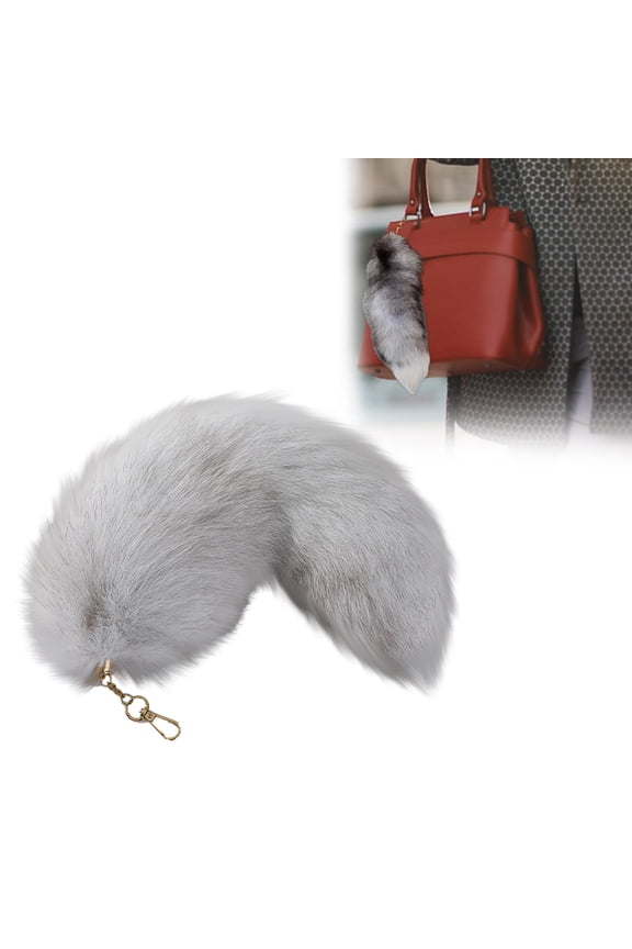 Furry Fox Tail Keychain, Soft Plush Tassel Pendant for Women Girls, Cosplay Accessory, Cute Bag Charm for Keys Purse Backpack, Gift for Friend, Fox Tail Accessory Pendant 2 Pcs