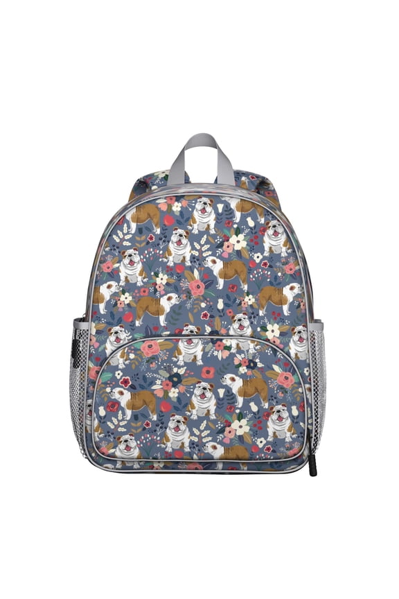 Furry Friend Student Backpack – Adorable Puppy Paw Print with Bone and Tail Cartoon Design, Artistic Watercolor Style for School